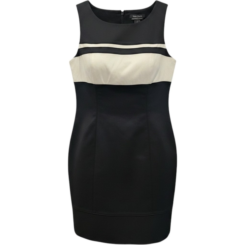 White House Black Market Perfect Form Black White Colorblock Sheath Dress Size 4